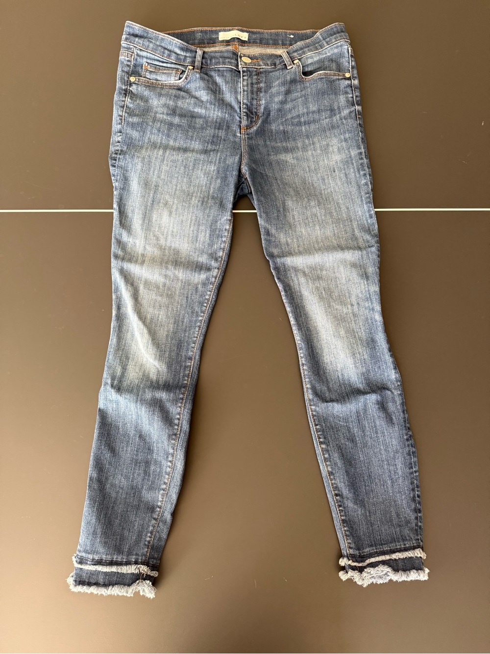 LOFT Women's Medium Blue Skinny Jeans with Frayed Hem